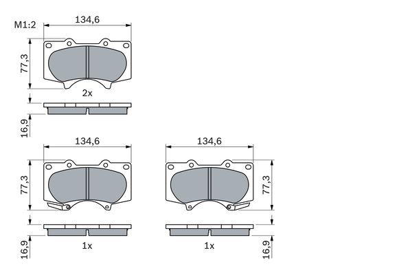 BOSCH 0986494153 Disc Brake Pad Set Front Low-Metallic Fits Mitsubishi Toyota