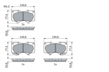 BOSCH 0986494153 Disc Brake Pad Set Front Low-Metallic Fits Mitsubishi Toyota