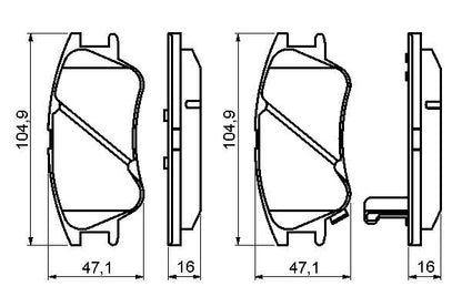 BOSCH 0986494155 Disc Brake Pad Set Front Low-Metallic Fits Hyundai Amica / Atoz