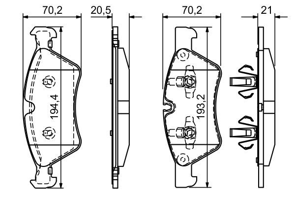 BOSCH 0986494165 Disc Brake Pad Set Front Low-Metallic Fits Mercedes-Benz