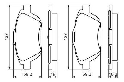 BOSCH 0986494438 Disc Brake Pad Set Front Low-Metallic Fits Citroën Peugeot