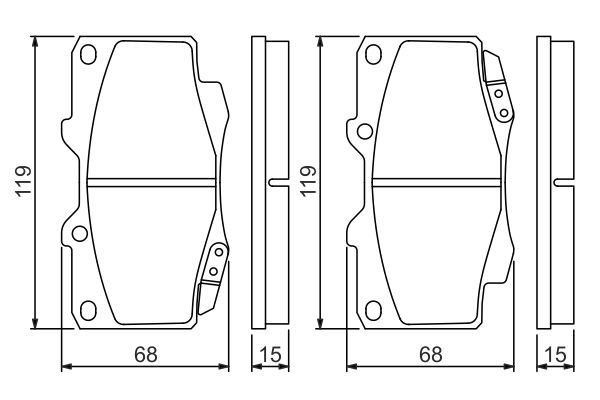 BOSCH 0986494497 Disc Brake Pad Set Front Low-Metallic Fits Toyota Hilux Vigo