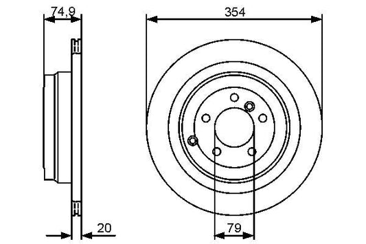 BOSCH 0986479479 Brake Disc Rear Vented 354mm Outer Ø For Land Rover Range Rover