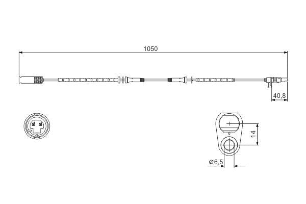 BOSCH 0986594512 Wheel Speed Sensor Rear 1050mm Overall Length Fits BMW 5 Series