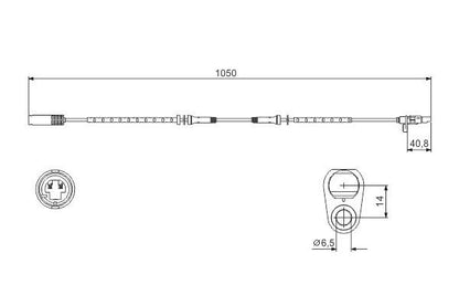 BOSCH 0986594512 Wheel Speed Sensor Rear 1050mm Overall Length Fits BMW 5 Series