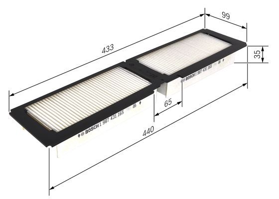 BOSCH 1987431165 Cabin Pollen Air Filter 439.6mm Length Fits IVECO RENAULT