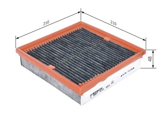BOSCH 1987431451 Cabin Pollen Air Filter Interior 210mm Length For RENAULT VOLVO