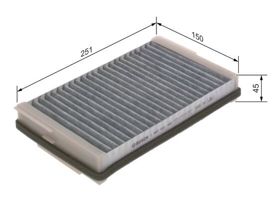 BOSCH 1987431452 Cabin Pollen Air Filter Interior 262.5mm Length For DAF RENAULT