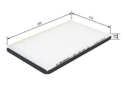 BOSCH 1987432009 Cabin Pollen Air Filter 280mm Length Fits Renault Megane