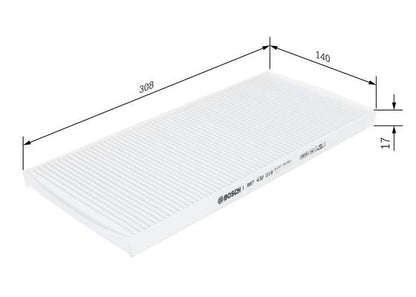 BOSCH 1987432019 Cabin Pollen Air Filter Interior 308mm Length Fits Fiat Punto
