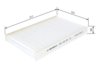 BOSCH 1987432024 Cabin Pollen Air Filter 312mm Length Fits Audi A6 V8 100 200