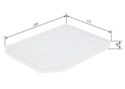 BOSCH 1987432027 Cabin Pollen Air Filter 228mm Length Fits Renault Laguna