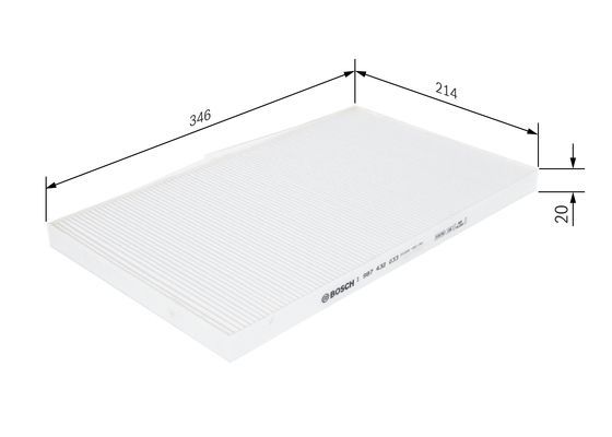 BOSCH 1987432033 Cabin Pollen Air Filter Interior 346mm Length Fits Audi A6