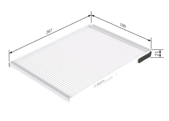 BOSCH 1987432077 Cabin Pollen Air Filter 267.3mm Length Fits Citroën Xsara