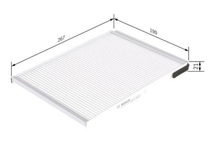 BOSCH 1987432077 Cabin Pollen Air Filter 267.3mm Length Fits Citroën Xsara