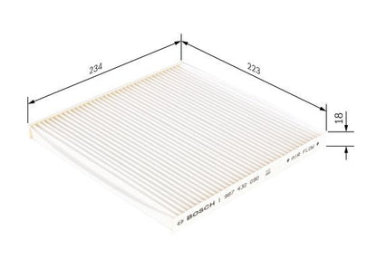 BOSCH 1987432090 Cabin Air Filter 234mm Length Fits Renault Megane Scenic