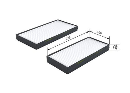 BOSCH 1987432176 Cabin Pollen Air Filter 225mm Length Fits Kia Clarus Rio