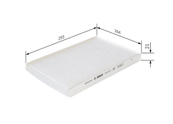 BOSCH 1987432183 Cabin Air Filter 255mm Length Fits Fiat Palio Siena Strada