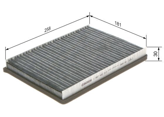 BOSCH 1987432313 Cabin Pollen Air Filter Interior 268mm Length Fits VW Passat