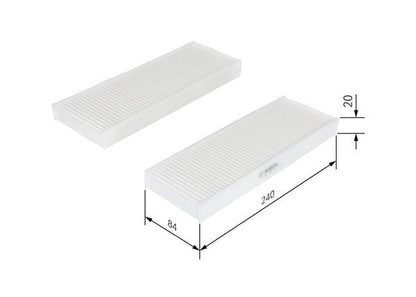 BOSCH 1987435033 Cabin Air Filter 240mm Length Fits Citroën C-Elysee Peugeot 301