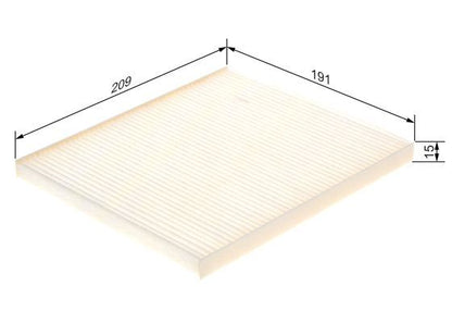 BOSCH 1987435114 Cabin Air Filter 209.2mm Length Fits Hyundai Accent Kia Rio
