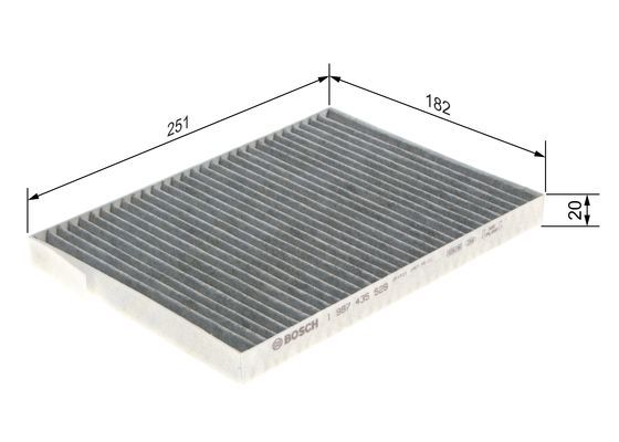 BOSCH 1987435529 Cabin Pollen Air Filter 250.5mm Length Fits Renault Koleos