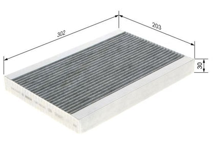 BOSCH 1987435543 Cabin Pollen Air Filter Interior 203mm Length For RENAULT VOLVO