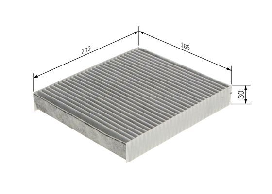 BOSCH 1987435570 Cabin Pollen Air Filter 209mm Length Fits Subaru Impreza