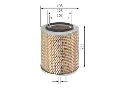 BOSCH 1457429854 Air Filter Insert 256mm Height Fits MERCEDES-BENZ RENAULT