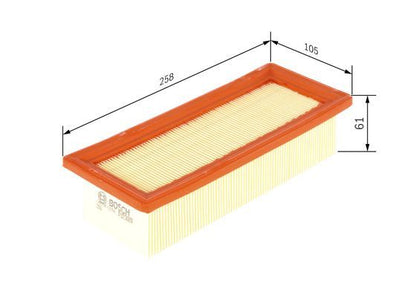 BOSCH 1457433256 Air Filter Insert 61mm Height 258mm Length Fits Fiat Punto