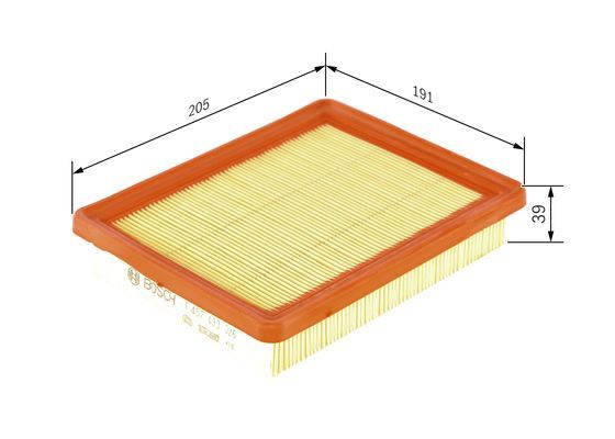 BOSCH 1457433326 Air Filter Insert 38.5mm Height 205mm Length For Hyundai Accent