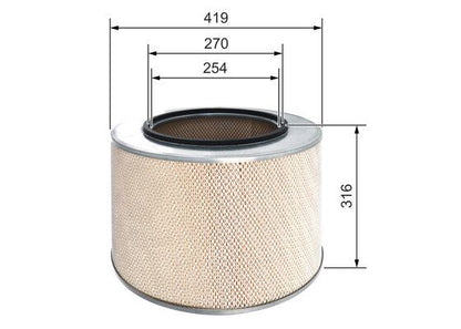 BOSCH 1457433728 Air Filter Insert 316mm Height 316mm Height Fits MERCEDES-BENZ