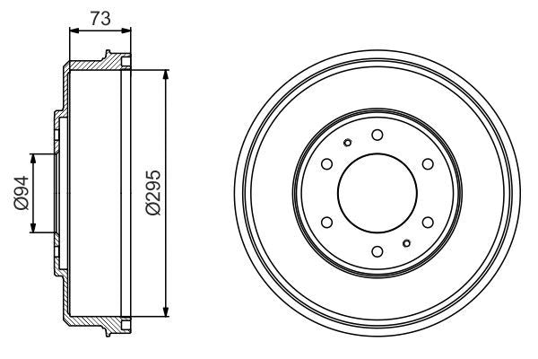 BOSCH 0986477232 Brake Drum Rear Fits Mitsubishi L200 / Triton Pajero Sport