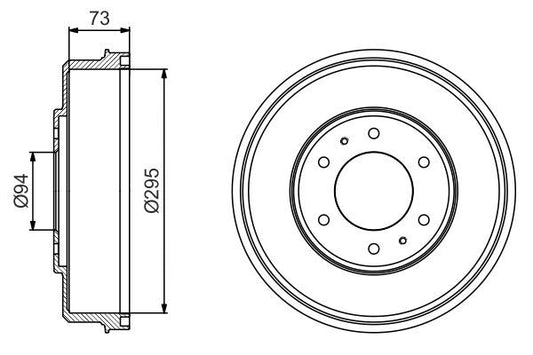 BOSCH 0986477232 Brake Drum Rear Fits Mitsubishi L200 / Triton Pajero Sport