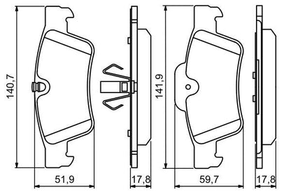 BOSCH 0986494256 Disc Brake Pad Set Rear Low-Metallic Fits Mercedes-Benz