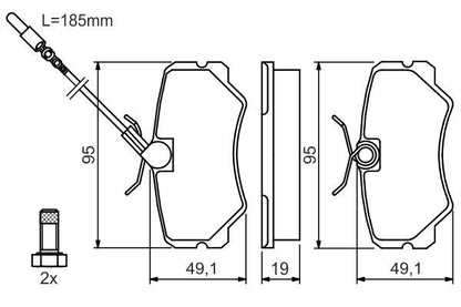 BOSCH 0986492090 Disc Brake Pad Set Front Low-Metallic Fits Peugeot 405