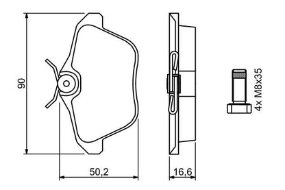 BOSCH 0986494020 Disc Brake Pad Set Rear Low-Metallic For Alfa Romeo 156 164 166