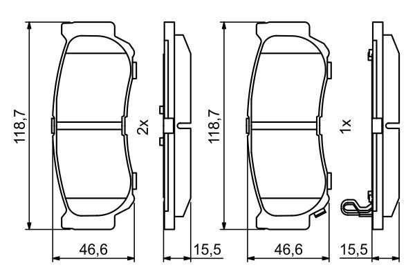 BOSCH 0986494230 Disc Brake Pad Set Rear Fits Hyundai H-1/Starex H-1 Santa Fe