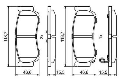 BOSCH 0986494230 Disc Brake Pad Set Rear Fits Hyundai H-1/Starex H-1 Santa Fe