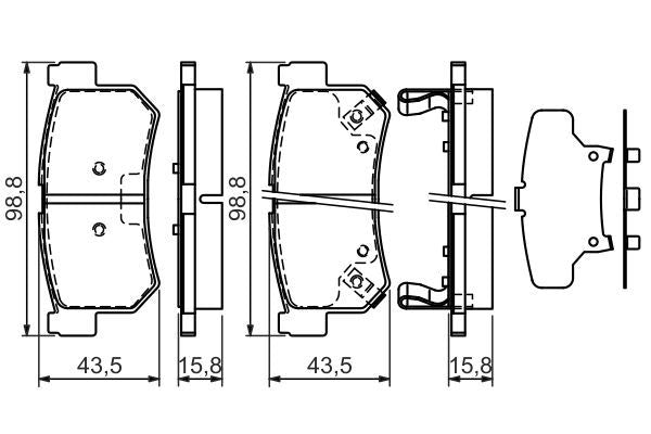 BOSCH 0986494237 Brake Pad Set For Disc Rear Low-Metallic Fits Ssangyong