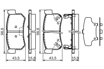 BOSCH 0986494237 Brake Pad Set For Disc Rear Low-Metallic Fits Ssangyong