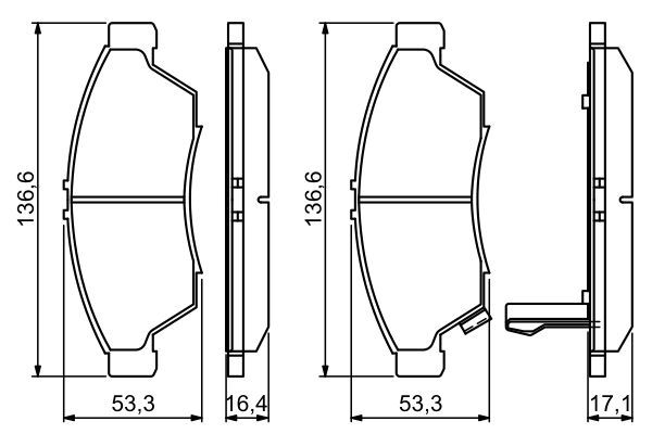 BOSCH 0986494238 Disc Brake Pad Set Front Low-Metallic Fits Suzuki Liana