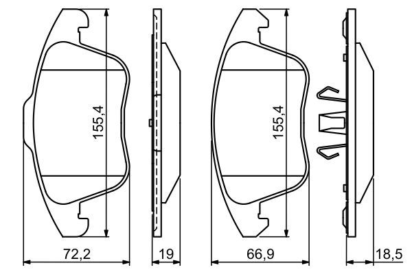 BOSCH 0986494324 Disc Brake Pad Set Front Low-Metallic Fits Citroën DS Peugeot