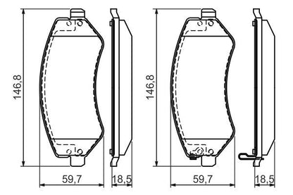 BOSCH 0986494357 Disc Brake Pad Set Front Low-Metallic Fits Chrysler Dodge Jeep