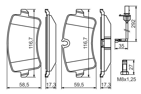 BOSCH 0986494446 Brake Pads Rear Low-Metallic With Anti-Squeak Plate For Audi A8