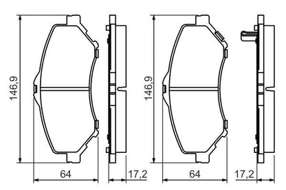 BOSCH 0986494493 Disc Brake Pad Set Front Fits Chrysler Dodge Fiat Jeep