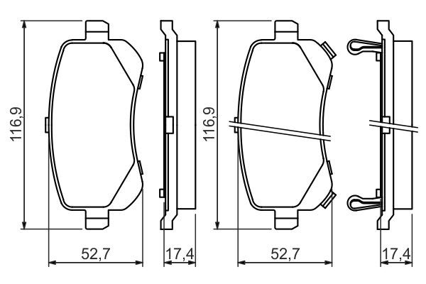 BOSCH 0986494496 Disc Brake Pad Set Rear Low-Metallic Fits Chrysler Dodge Fiat