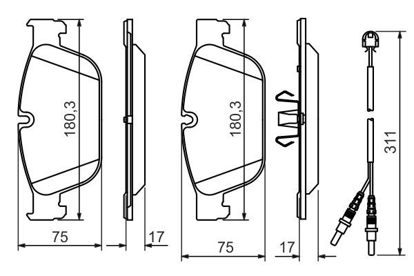 BOSCH 0986494526 Disc Brake Pad Set Front Low-Metallic Fits Citroën DS Peugeot