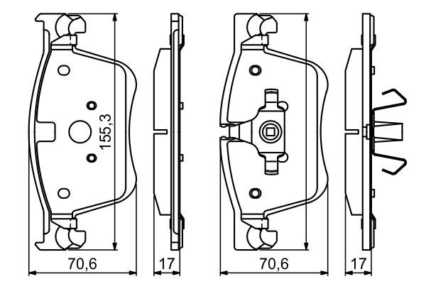 BOSCH 0986494696 Disc Brake Pad Set Front Low-Metallic Fits Citroën Peugeot