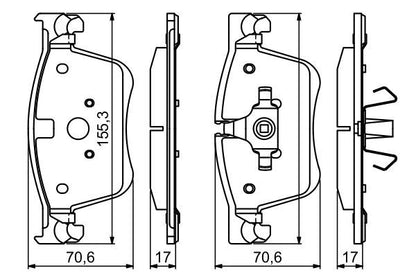 BOSCH 0986494696 Disc Brake Pad Set Front Low-Metallic Fits Citroën Peugeot